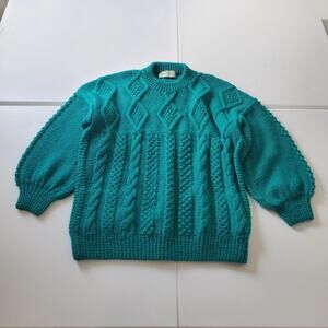 Vintage Crana Handknits Sweater Womens Large Wool Aran Cable Knit Fisherman
